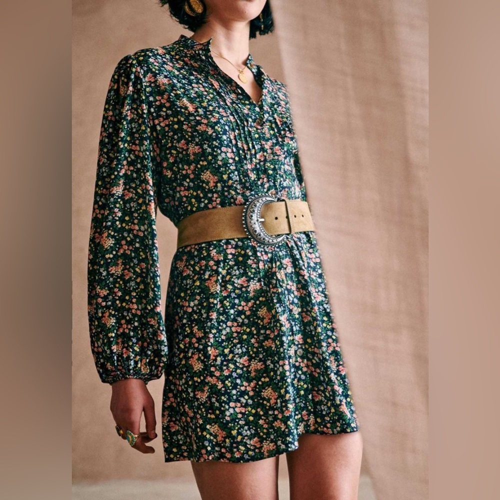 Sezane Dresses Sobral Dress Navy garden print